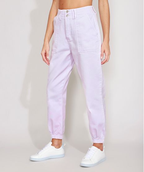 Calca-Baggy-Jogger-de-Sarja-Cintura-Super-Alta-Lilas-9988937-Lilas_1