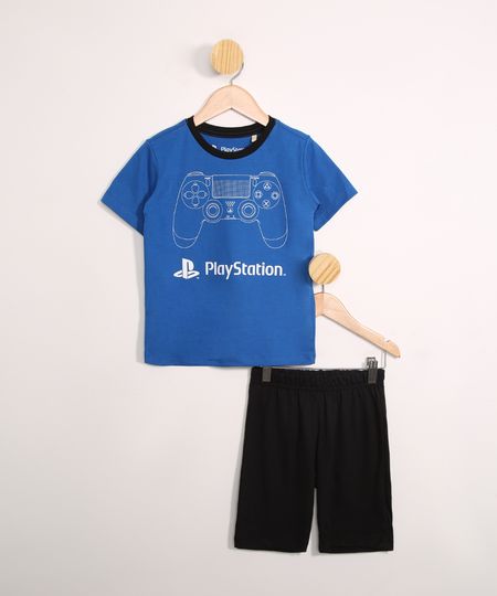 Pijama-Infantil-Plasytation-Manga-Curta-Azul-9983182-Azul_1 Pijama-Infantil-Plasytation-Manga-Curta-Azul-9983182-Azul_1