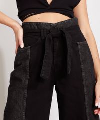 Calca-Wide-Cropped-Jeans-com-Recortes-e-Faixa-para-Amarrar-Cintura-Super-Alta-Preta-9988926-Preto_6