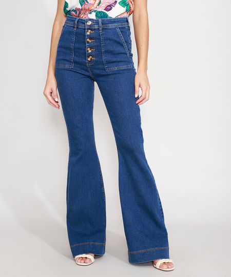 Calca-Super-Flare-Jeans-com-Botoes-Cintura-Super-Alta-Azul-Escuro-9989092-Azul_Escuro_1 Calca-Super-Flare-Jeans-com-Botoes-Cintura-Super-Alta-Azul-Escuro-9989092-Azul_Escuro_1