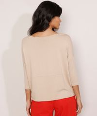 Blusa-Ampla-Basica-com-Recorte-Manga-7-8-Decote-Redondo-Kaki-9984840-Kaki_2