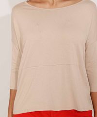 Blusa-Ampla-Basica-com-Recorte-Manga-7-8-Decote-Redondo-Kaki-9984840-Kaki_5