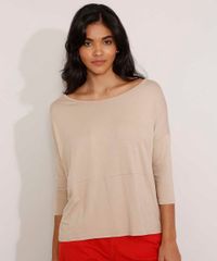 Blusa-Ampla-Basica-com-Recorte-Manga-7-8-Decote-Redondo-Kaki-9984840-Kaki_6