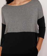 Blusa-Ampla-Basica-com-Recorte-Manga-7-8-Decote-Redondo-Cinza-Mescla-9984839-Cinza_Mescla_4
