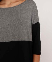 Blusa-Ampla-Basica-com-Recorte-Manga-7-8-Decote-Redondo-Cinza-Mescla-9984839-Cinza_Mescla_6