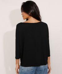 Blusa-Ampla-Basica-com-Recorte-Manga-7-8-Decote-Redondo-Preta-9984840-Preto_2