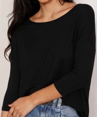 Blusa-Ampla-Basica-com-Recorte-Manga-7-8-Decote-Redondo-Preta-9984840-Preto_6