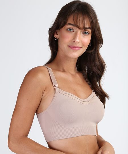 Sutiã Amamentação com Bojo Sem Costura Bege Frente Sutiã Amamentação com Bojo Sem Costura Bege Frente