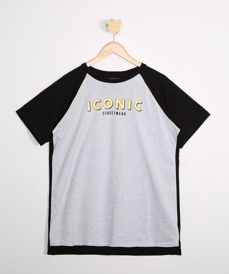 Camiseta-Juvenil-Raglan--Iconic--Manga-Curta-Preta-9983764-Preto_1