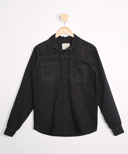 Camisa-Juvenil-Jeans-com-Bolsos-Manga-Longa-Preta-9946138-Preto_1 Camisa-Juvenil-Jeans-com-Bolsos-Manga-Longa-Preta-9946138-Preto_1