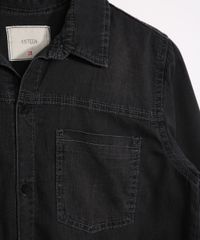 Camisa-Juvenil-Jeans-com-Bolsos-Manga-Longa-Preta-9946138-Preto_3