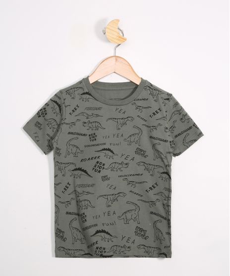 Camiseta-Infantil-Estampado-de-Dinossauros-Manga-Curta-Verde-Militar-9976758-Verde_Militar_1