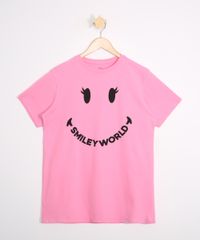 Blusa-Juvenil-SmileyWorld-Manga-Curta-Rosa-9984020-Rosa_1