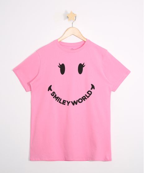 Blusa-Juvenil-SmileyWorld-Manga-Curta-Rosa-9984020-Rosa_1