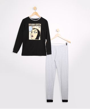 Pijama-Juvenil-Rainha-Ma-Manga-Curta-Preto-9978356-Preto_1