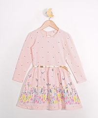 Vestido-Infantil-Estampado-de-Poa-Manga-Longa-com-Cinto-Rosa-Claro-9979192-Rosa_Claro_1