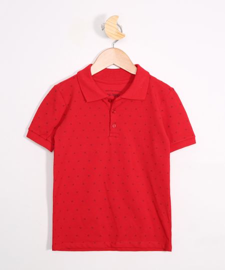 Polo-de-Piquet-Infantil-Estampada-Mini-Print-Manga-Curta-Vermelha-9980483-Vermelho_1