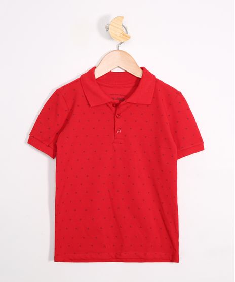 Polo-de-Piquet-Infantil-Estampada-Mini-Print-Manga-Curta-Vermelha-9980483-Vermelho_1
