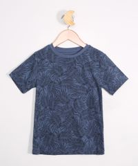 Camiseta-Infantil-Estampada-de-Folhagem-Manga-Curta-Azul-9978375-Azul_1