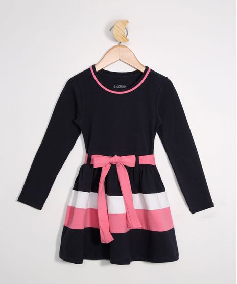Vestido-Infantil-com-Recorte-e-Faixa-para-Amarrar-Manga-Longa-Azul-Marinho-9979995-Azul_Marinho_1