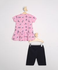 Conjunto-Infantil-de-Blusa-Manga-Curta-Estampada-Floral-Rosa---Bermuda-Ciclista-Preto-9976910-Preto_2