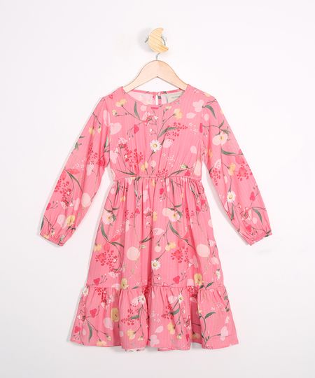 Vestido-Infantil-Estampado-Floral-Manga-Bufante-Rosa-9977193-Rosa_1