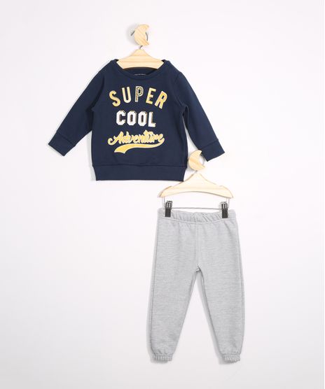 Conjunto-de-Moletom-Infantil-Blusa--Super-Cool--Azul-Marinho---Calca-Jogger-Cinza-Mescla-9976221-Cinza_Mescla_1