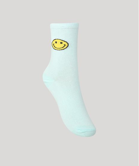 Meia-Feminina-Cano-Alto-Smiley--Azul-9982461-Azul_1