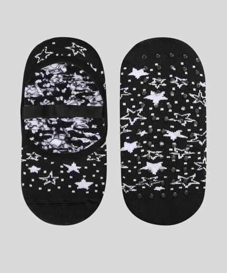 Meia-Feminina-Sapatilha-Estampada-de-Estrelas-Antiderrapante-Preta-9984661-Preto_1 Meia-Feminina-Sapatilha-Estampada-de-Estrelas-Antiderrapante-Preta-9984661-Preto_1