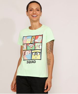 Camiseta-Feminina-Manga-Curta-Bob-Esponja--Squad--Decote-Redondo-Verde-Claro-9979331-Verde_Claro_1