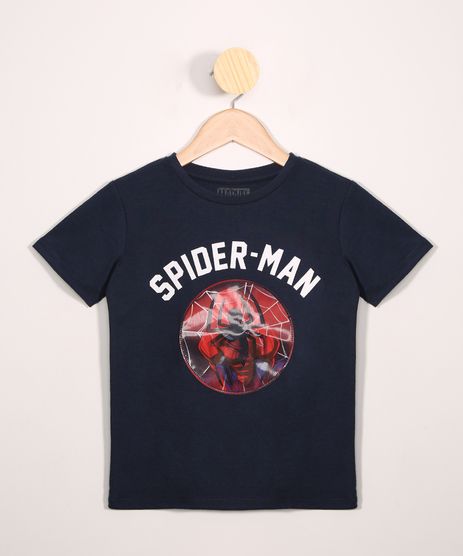 camiseta infantil manga curta homem aranha preta - C&A