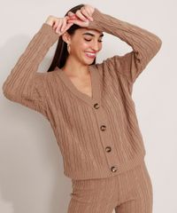 Cardigan-Amplo-de-Trico-Texturizado-Tranca-Decote-V-Mindset-Bege-Escuro-9990361-Bege_Escuro_1