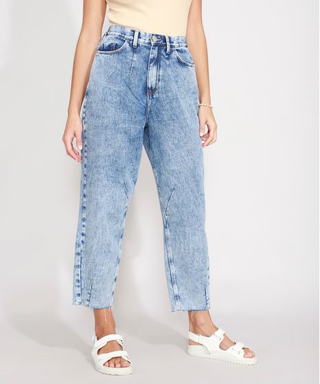 Calca-Jeans-Feminina-Baggy-Cintura-Super-Alta-Marmorizada-Azul-Medio-9988920-Azul_Medio_1