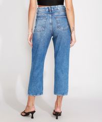 Calca-Jeans-Feminina-Reta-Cintura-Super-Alta-com-Tachas-Azul-Medio-9988929-Azul_Medio_2