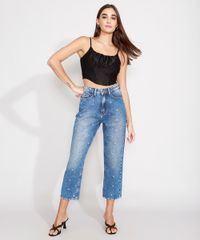Calca-Jeans-Feminina-Reta-Cintura-Super-Alta-com-Tachas-Azul-Medio-9988929-Azul_Medio_3