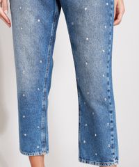 Calca-Jeans-Feminina-Reta-Cintura-Super-Alta-com-Tachas-Azul-Medio-9988929-Azul_Medio_5