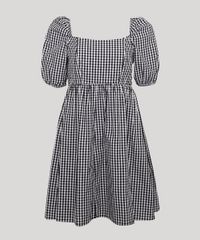Vestido-de-Algodao-Estampado-Xadrez-Vichy-Curto-Manga-Bufante-Mindset-Preto-9989267-Preto_7