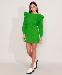 Vestido-de-Sarja-com-Babado-Curto-Manga-Longa-Mindset-Verde-9991491-Verde_3