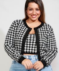 Cardigan-de-Trico-Feminino-Plus-Size-Mindset-Cropped-Estampado-Pied-de-Poule-Decote-Redondo-Preto-9993266-Preto_1