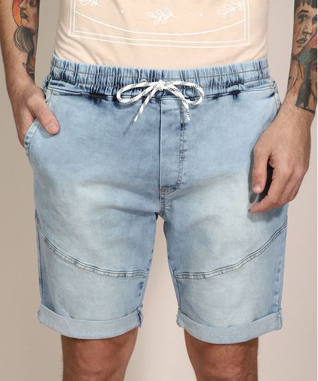 Bermuda-Slim-Jeans-Marmorizada-com-Recorte-e-Barra-Dobrada-Azul-Claro-9980956-Azul_Claro_1