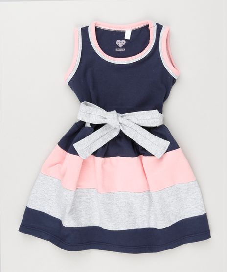Vestido-Infantil-Regata-com-Laco-Decote-Redondo-em-Algodao---Sustentavel-Azul-Marinho-8661965-Azul_Marinho_1