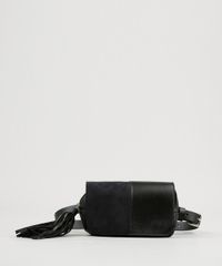 Pochete-Feminina-com-Suede-e-Tassel-Preta-9167659-Preto_1