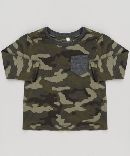 Camiseta-Infantil-Estampada-Camuflada-com-Bolso-Manga-Longa-Gola-Careca-Verde-Militar-9140064-Verde_Militar_1