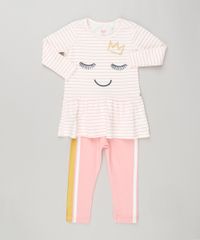 Conjunto-Infantil-de-Vestido-Listrado-Divertido-Off-White-Manga-Longa---Calca-Legging-com-Listra-Lateral-em-Algodao---Sustentavel-Rosa-9155370-Rosa_1