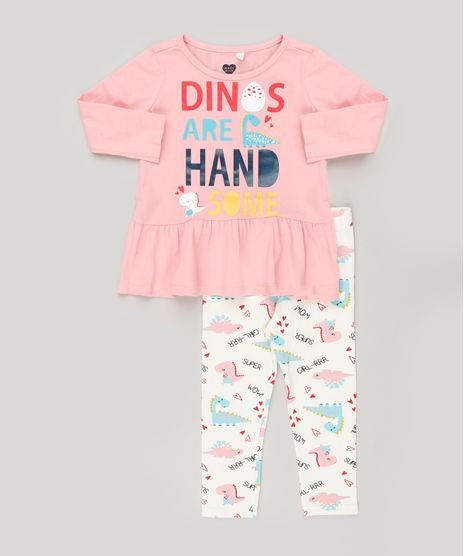 Conjunto-Infantil-de-Vestido--Dinos--Rosa-Manga-Longa---Calca-Legging-Estampada-com-Dinossauros-Algodao---Sustentavel-Off-White-9155701-Off_White_1