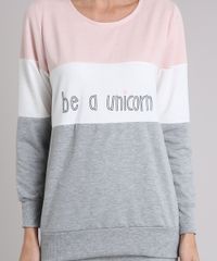 Pijama-Feminino-em-Moletom--Be-a-Unicorn--Manga-Longa-Cinza-Mescla-9122684-Cinza_Mescla_3