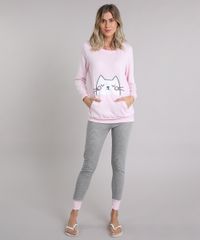 Pijama-Feminino-em-Moletom-Gatinho-Manga-Longa-Rosa-Claro-9122660-Rosa_Claro_1