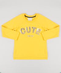 Blusao-Infantil-em-Moletom--Cute--Manga-Longa-Decote-Redondo-Amarelo-9195317-Amarelo_1