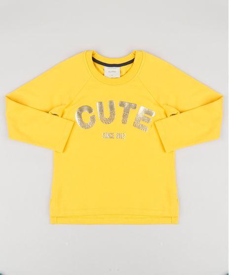 Blusao-Infantil-em-Moletom--Cute--Manga-Longa-Decote-Redondo-Amarelo-9195317-Amarelo_1