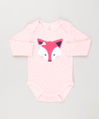 Body-Infantil-Estampado-de-Folhas-com-Raposa-Manga-Longa-Decote-Redondo-em-Algodao---Sustentavel-Rosa-Claro-8933876-Rosa_Claro_1
